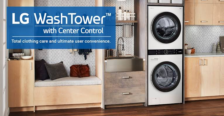 LG WashTower washer/dryer combo uses AI technology to detect fabrics and the load size.